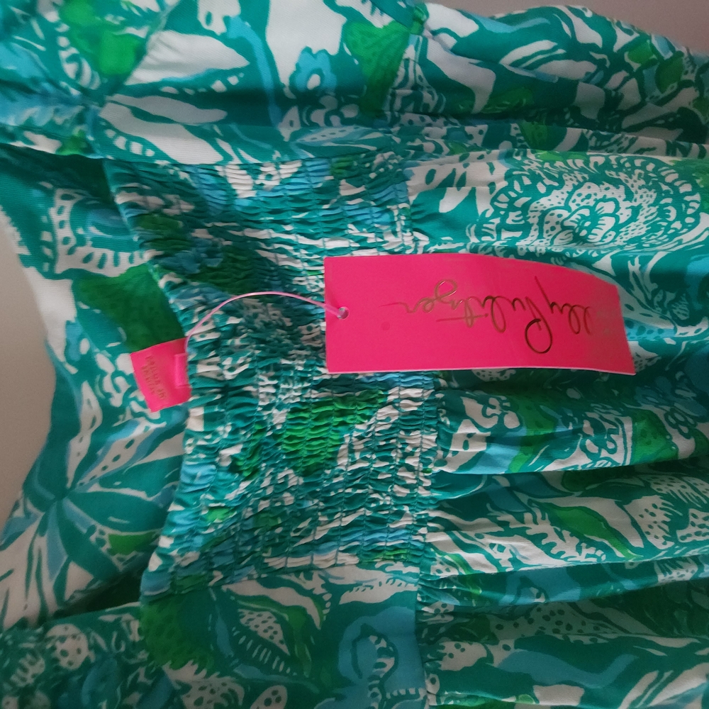 Lilly Pulitzer Green and White Sleeveless Sundress
